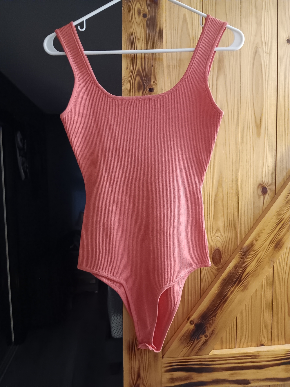 Ribbed  Bodysuit in Dusty Coral
